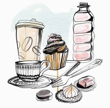 Close-up von Kaffee und Kuchen  MettexBoesgaard 11770006
