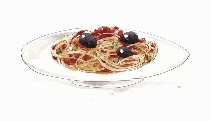 Teller mit Spaghetti alla puttanesca  LouisexMorgan 12290014