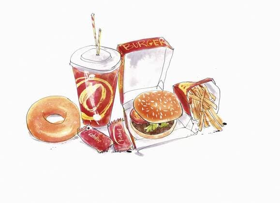 Ungesundes Fast Food Essen zum Mitnehmen  LouisexMorgan 12290027