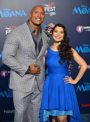 Dwayne Johnson and Auli i Cravalho arrive at the world premiere of Walt Disney Animation Studios Moana at Hollywood s El Capitan Theatre in Los Angeles, California on November 14, 2016.  LAP20161114401 CHRISTINExCHEW