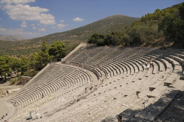 Ancient theatre of Epidaurus (Epidavros), Argolis, Peloponnese, Greece, Europe Copyright: NickxUpton 989-415