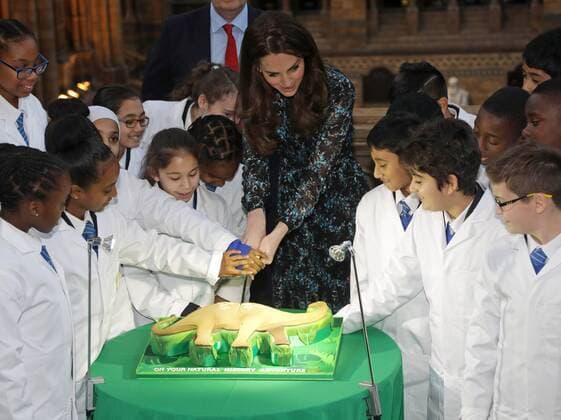 . 22 11 2016. London, United Kingdom. The Duchess of Cambridge with pupils from Oakington Manor Primary School in Wembley, North London as she attends a children s tea party at the Natural History Museum in London to celebrate Dippy the Diplodocus s time in Hintze Hall.  xROTAx xi-Imagesx IIM-13875-0010