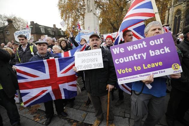 November 23, 2016 - London, London, UK - London, UK. Demonstration outside The Houses of Parliamnet in London to oppose the High Court s ruling earlier this month that the Article 50 process must be triggered by an act of Parliament. London UK - ZUMAl94_ 20161123_zaf_l94_060