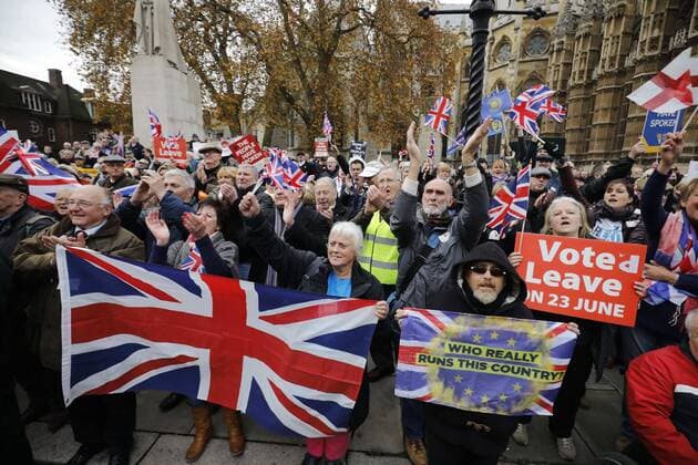 November 23, 2016 - London, London, UK - London, UK. Demonstration outside The Houses of Parliamnet in London to oppose the High Court s ruling earlier this month that the Article 50 process must be triggered by an act of Parliament. London UK - ZUMAl94_ 20161123_zaf_l94_062