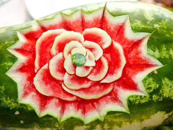 Watermelon decoration with floral carvings for for banquet  1085306278