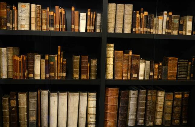 Historische Buecher, aufgenommen in einer Bibliothek der der Wartburg bei Eisenach, Thueringen, am 16. Oktober 2016.