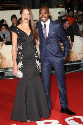 . 28 11 2016. London, United Kingdom. Mo Farah and wife arriving at the I am Bolt premiere in London.  xStephenxLockx xi-Imagesx IIM-13908-0025