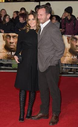 English Singer-songwriter Geri Horner and husband Team Principal of the Red Bull Racing Formula One team Christian Horner attend the World Premiere of I Am Bolt held at Odeon Leicester Square in London. NOVEMBER 28th 2016  MISx163671