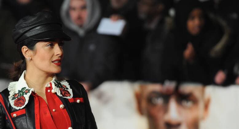November 28, 2016 - London, England, United Kingdom - Salma Hayek attends the World Premiere of I Am Bolt at Odeon Leciester Square. London United Kingdom - ZUMAs147 20161128_zap_s147_070