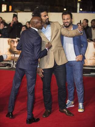 I Am Bolt Premiere London.UK. Mo Farah and David Haye (C) at the World Premiere of I Am Bolt at Odeon Leicester Square. 28th November 2016. LMK386-62310-291116. 