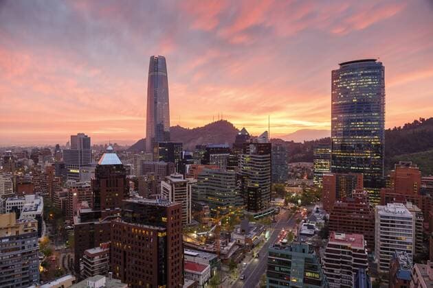 Skyline of Santiago with the Gran Torre, Santiago, Chile, South America Copyright: YadidxLevy 749-2161