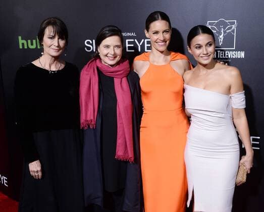 Cast members Mel Harris, Isabella Rossellini, KaDee Strickland and Emmanuelle Chriqui (L-R) attend the premiere of Hulu s television drama series Shut Eye at the ArcLight Cinema Dome in the Hollywood section of Los Angeles on December 1, 2016. Storyline: Charlie Haverford is a scammer with a small chain of fortune-telling storefronts and contracts building tricks for a family that controls the business in the greater chunk of Los Angeles.  LAP2016120199 JIMxRUYMEN