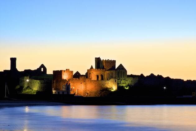 Peel Castle at dusk, St. Patrick s Isle, Isle of Man, Europe Copyright: NeilxFarrin 1126-863