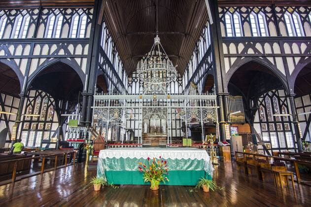 Interior of the St. George s Cathedral, one of the largest wooden churches in the world, Georgetown, Guyana, South America Copyright: MichaelxRunkel 1184-205