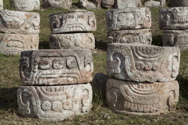 Stone Glyphs in front of the Palace of Masks, Kabah Archaeological Site, Yucatan, Mexico, North America Copyright: RichardxMaschmeyer Editorial Use Only 801-1450