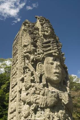 Stela A dating from 731 AD, Copan Archaeological Park, UNESCO World Heritage Site, Copan, Honduras, Central America Copyright: RichardxMaschmeyer 801-405