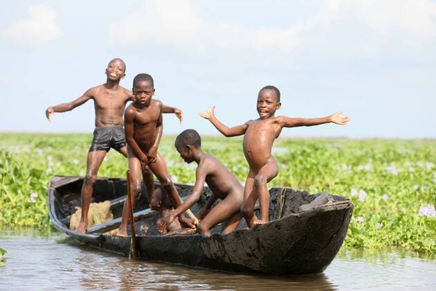 Boat near Ganvie lake village on Nokoue Lake, Benin, West Africa, Africa Copyright: Godong 809-4440