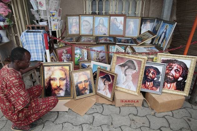 Religious shop, Cotonou, Benin, West Africa, Africa Copyright: Godong 809-4490