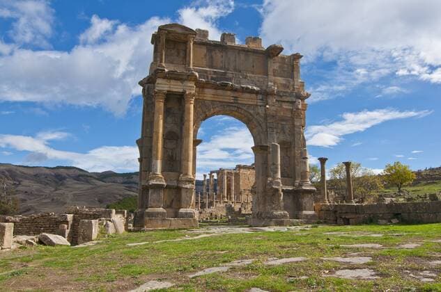 The Arch of Caracalla at the Roman ruins of Djemila, UNESCO World Heritage Site, Algeria, North Africa, Africa Copyright: MichaelxRunkel 816-2560