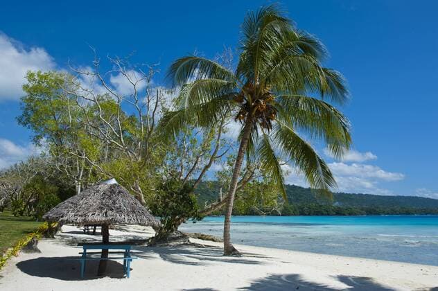 Beach hut at Champagne beach, Island of Espiritu Santo, Vanuatu, South Pacific, Pacific Copyright: MichaelxRunkel 816-3445