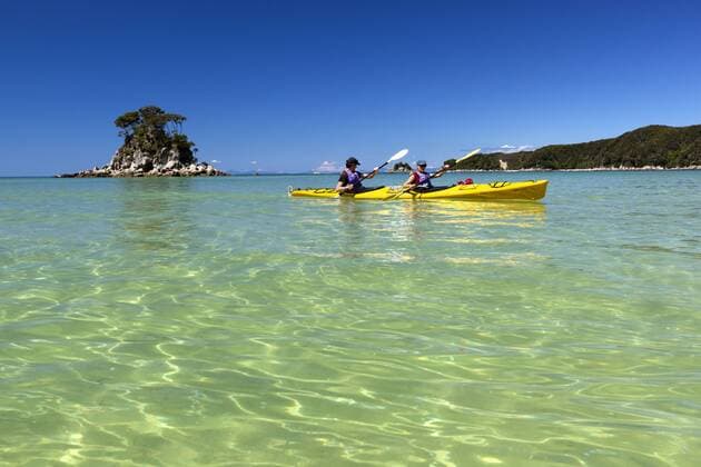 Kayaking in Torrent Bay, Torrent Bay, Abel Tasman National Park, Nelson region, South Island, New Zealand, Pacific Copyright: StuartxBlack 846-1926