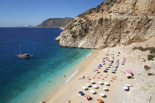 Kaputas beach, near Kalkan, Lycia, Antalya Province, Mediterranean Coast, Southwest Turkey, Anatolia, Turkey, Asia Minor, Eurasia Copyright: StuartxBlack 846-2241