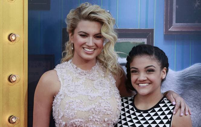 December 3, 2016 - Los Angeles, United States - Actress Tori Kelly and Olympic American Gymnast Laurie Hernandez attend the premiere of Universal Studios Sing at Microsoft Theater at L.A. Live, Los Angeles, on December 3, 2016 Los Angeles United States  - ZUMAn230 20161203_zaa_n230_597