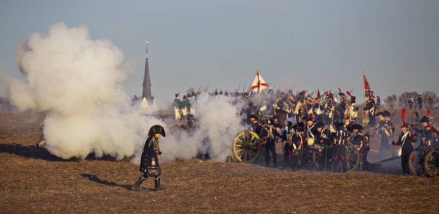Military history enthusiasts perform an re-enactment of the Battle of Austerlitz (Slavkov) on the occasion of it s 211th anniversary in Tvarozna, Czech Republic, on Saturday, Dec. 3rd, 2016. The famous battle where emperor Napoleon achieved a crucial victory over the Russo-Austrian army in 1805 was staged by more than 1000 enthusiasts with 60 horses and 15 cannons. (CTKxPhoto RenexFluger) CTKPhotoF201612050676201 