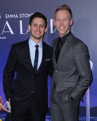 December 6, 2016 - Westwood, CA, United States - 06 December 2016 - Westwood, California. Benj Pasek, Justin Paul. Premiere of Liongate s La La Land held at Mann Village Theater. Photo Credit: AdMedia Westwood United States - ZUMAa123 20161206_zaa_a123_150