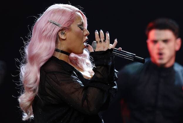 MOSCOW, RUSSIA - DECEMBER 7, 2016: American singer and songwriter Christina Aguilera performs during the first Russian National Music Awards ceremony at the State Kremlin Palace. Vyacheslav Prokofyev TASS  TS03A484