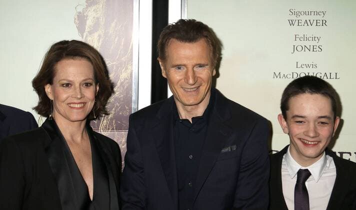 December 7, 2016 - New York, New York, U.S. - Actress SIGOURNEY WEAVER, actors LIAM NEESON and LEWIS MACDOUGALL attend the New York premiere of A Monster Calls held at Loews Lincoln Square. New York U.S. - ZUMAk03_ 20161207_zaf_k03_044