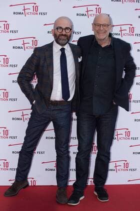 Italy: Maigret Red Carpet Italian writer, screenwriter Donato Carrisi and Belgian writer John Simenon arrive on the red carpet for Maigret during the 2016 Rome Fiction Fest  BarbaraxComo