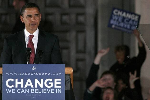 Mar 04, 2008 - San Antonio, Texas, USA - Presidential candidate Senator BARACK OBAMA speaks during a primary night rally at the Municipal Auditorium, Tuesday, March 4, 2008. Hillary Clinton has revived her campaign for the US presidency with projected primary election wins in three states. US media say she has taken the Democratic primary polls in Texas, Ohio and Rhode Island. The results of caucus meetings in Texas are not yet known. Rival Democrat Barack Obama took the primary in the state of Vermont. - ZUMAa27_ 20080304_rnn_a27_118