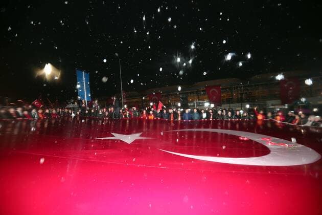 Galatasaray President Dursun Ozbek and a lot of different team supporters visit the blast site outside the Besiktas FC s Vodafone Arena Stadium in Istanbul, December 12, 2016, Turkey. At least 44 people were killed and 160 other wounded in twin explosions outside Vodafone Arena Stadium and in nearby Macka Park a few hours after the night s soccer match on 10 December. The bombs apparently targeted police officers who were securing the match. The Kurdish nationalist group Kurdistan Freedom Hawks (TAK), which seeks an independent Kurdish state in eastern and southeastern Turkey, claimed responsibility for the attack, according to published reports. 