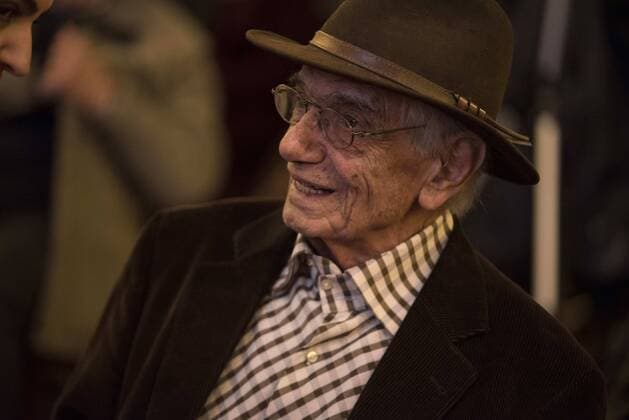 December 12, 2016 - Athens, Greece - Greek writer, VASSILIS VASSILIKOS, attends the presentation of Yanis VaroufakisÃ¢â‚¬â ¢ new book. Renowned Greek economist, academic, former Minister of Finance and DiEM25 co-founder Yanis Varoufakis launched the Greek translation of his new book, Ã¢â‚¬oeAnd The Weak Suffer What They Must?Ã¢â‚¬Â, in a public gathering in Athens. Athens Greece - ZUMAg221 20161212_zap_g221_003