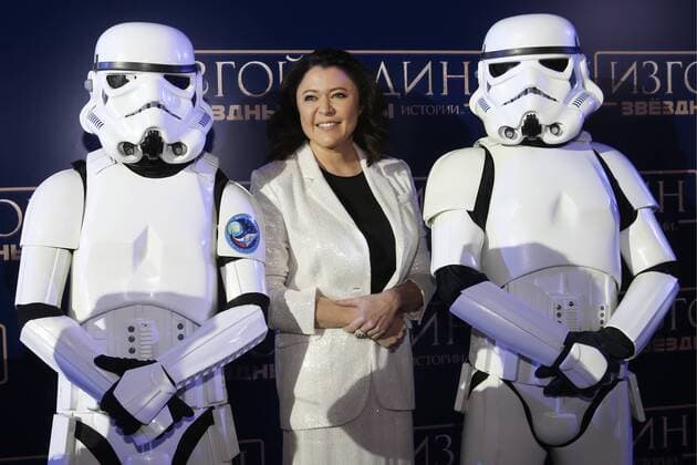 MOSCOW, RUSSIA - DECEMBER 14, 2016: Disney Russia CEO Marina Zhigalova-Ozkan (C) poses for a photograph at the Moscow premiere of Rogue One: A Star War Story, a film by Gareth Edwards, in Moscow s Tesla 4000 multi-format workspace. Vyacheslav Prokofyev TASS  TS03AF98