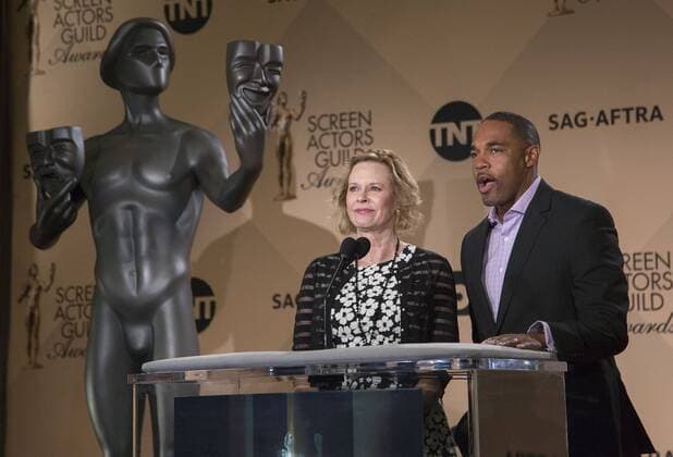 December 14, 2016 - West Hollywood, California, U.S - SAG Awards Committee Chair and SAG-AFTRA Foundation President JoBeth Williams and Jason George at the 23rd Annual Screen Actors Guild Awards Nominations announcement at the Pacific Design Center on Wednesday, December 14, 2016 in West Hollywood, California. West Hollywood U.S. - ZUMAp124 20161214_zaa_p124_093