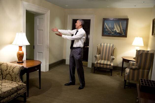 April 29, 2015 - Washington, United States of America - U.S President Barack Obama jokingly makes a last minute plea with House Minority Leader Nancy Pelosi following a meeting at the White House April 29, 2015 in Washington, DC. . Barack Hussein Obama II (born August 4, 1961) is the 44th President of the United States. He is the first African American to be elected to office and the first president born outside the contiguous United States. Born in Honolulu, Hawaii, Obama is a graduate of Columbia University and Harvard Law School. He worked as a civil rights attorney and taught constitutional law at the University of Chicago Law School from 1992 to 2004. While serving three terms representing the 13th District in the Illinois Senate from 1997 to 2004, he ran unsuccessfully in the Democratic primary for the United States House of Representatives in 2000. Washington United States of Ame - ZUMAz03_ 20150429_shx_z03_522