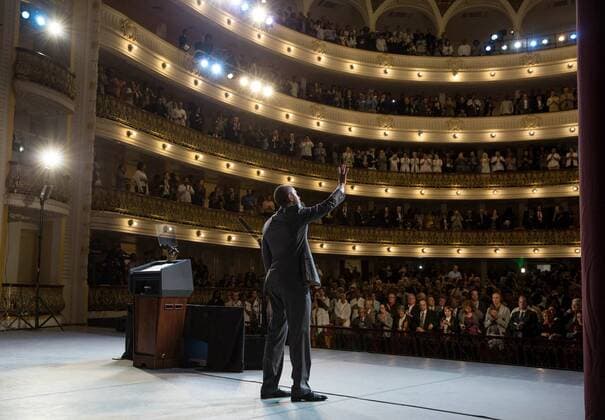 February 22, 2016 - Havana, Cuba - U.S President Barack Obama waves after delivering remarks to the people of Cuba at the Gran Teatro de La Habana Alicia Alonso March 22, 2016 in Havana, Cuba. Barack Hussein Obama II (born August 4, 1961) is the 44th President of the United States. He is the first African American to be elected to office and the first president born outside the contiguous United States. Born in Honolulu, Hawaii, Obama is a graduate of Columbia University and Harvard Law School. He worked as a civil rights attorney and taught constitutional law at the University of Chicago Law School from 1992 to 2004. While serving three terms representing the 13th District in the Illinois Senate from 1997 to 2004, he ran unsuccessfully in the Democratic primary for the United States House of Representatives in 2000. Havana Cuba - ZUMAz03_ 20160222_shh_z03_794