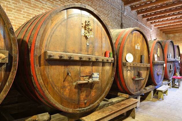  Weinkeller mit Weinfässern, Weingut Antica Cantina San t Amico, Weinanbaugebiet von Sant Amico, Morro D Alba, Marken, Italien, Europa Copyright: imageBROKER/AlexxFriedel iblatf04407661.jpg