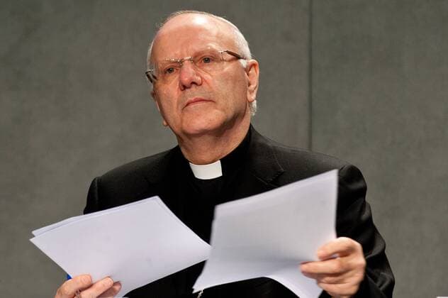 NO FRANCE - NO SWITZERLAND: December 16 2016 : Msgr. Nunzio Galantino during the press Conference for the Benefit concert presentation Avrai the concert will be held on the occasion of the Bicentennial of the Vatican Gendarmerie, and will be executed by the artist Claudio Baglioni to help two important projects: a children s hospital in Bangui, Central African Republic, and the victims of the earthquake in central Italy, at the Press Room of the Holy See in the Vatican.  Â©M.xMIGLIORATO CPPx xIPA