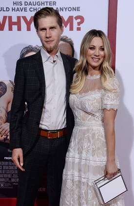 Cast member Kaley Cuoco and her boyfriend, professional equestrian rider Karl Cook attend the premiere of the motion picture comedy Why Him? at the Regency Bruin Theater in the Westwood section of Los Angeles on December 17, 2016. Storyline: A dad forms a bitter rivalry with his daughter s young rich boyfriend.  LAP2016121710 JIMxRUYMEN