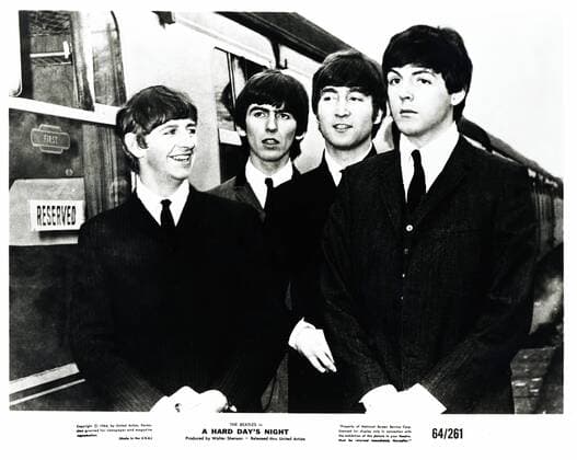 A Hard Day s Night, aka: Yeah Yeah Yeah, Großbritannien 1964, Regie: Richard Lester, Darsteller: The Beatles: John Lennon, Ringo Starr, Paul McCartney, George Harrison Copyright: IFTN UnitedArchives07504