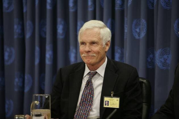 Apr 01, 2008 - New York, New York, USA - TED TURNER, Chairman of Turner Enterprises and of the UN Foundation, brief on achieving the Millennium Development Goals - ZUMAra1_ 20080401_ptf_ra1_986