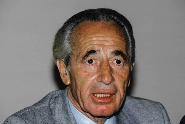 October 10, 1984 - Washington, District of Columbia, U.S - Israeli Prime Minister Shimon Peres during speach in Washington, DC. Washington U.S. - ZUMAr142 19841010_zap_r142_002