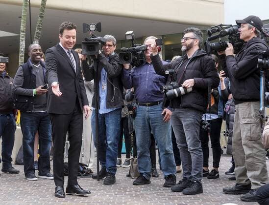 January 4, 2017 - Los Angeles, California, U.S - Tonight Show host Jimmy Fallon joins the red carpet roll out ceremony during the 74rd Annual Golden Globe Awards Preview Day at the Beverly Hilton on Wednesday, Jan. 4, 2017, in Beverly Hills, Calif. The annual awards show including film and television will be held on Sunday. Los Angeles U.S. - ZUMAc68_ 20170104_zaf_c68_008