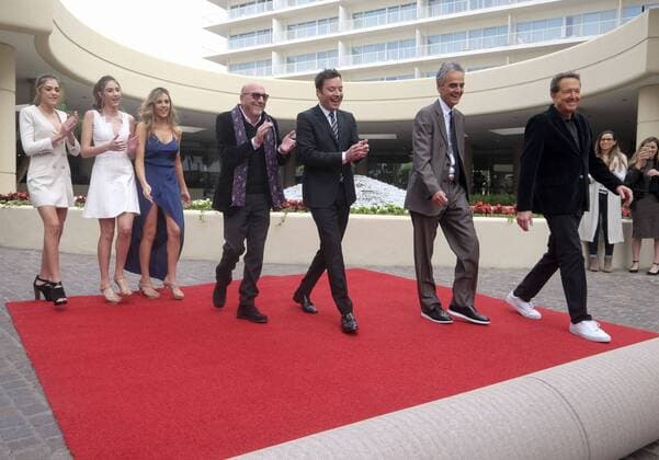 January 4, 2017 - Los Angeles, California, U.S - Tonight Show host Jimmy Fallon joins the red carpet roll out ceremony during the 74rd Annual Golden Globe Awards Preview Day at the Beverly Hilton on Wednesday, Jan. 4, 2017, in Beverly Hills, Calif. The annual awards show including film and television will be held on Sunday. Los Angeles U.S. - ZUMAc68_ 20170104_zaf_c68_013