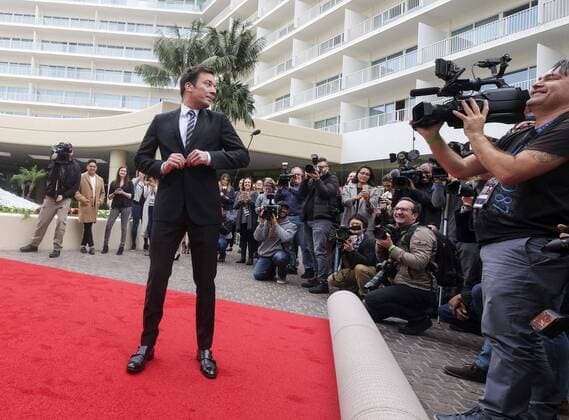 January 4, 2017 - Los Angeles, California, U.S - Tonight Show host Jimmy Fallon joins the red carpet roll out ceremony during the 74rd Annual Golden Globe Awards Preview Day at the Beverly Hilton on Wednesday, Jan. 4, 2017, in Beverly Hills, Calif. The annual awards show including film and television will be held on Sunday. Los Angeles U.S. - ZUMAc68_ 20170104_zaf_c68_022
