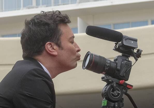 January 4, 2017 - Los Angeles, California, U.S - Host and comedian JIMMY FALLON kisses a camera during a red carpet rollout during preparations for the 74th Annual Golden Globe Awards at the Beverly Hilton on Wednesday. The annual awards show, which includes film and television, will be held on Sunday. Los Angeles U.S. - ZUMAc68_ 20170104_zaf_c68_014