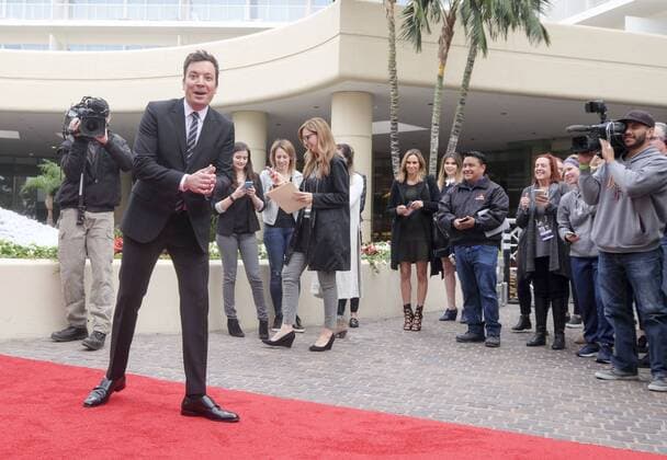 January 4, 2017 - Los Angeles, California, U.S - Host and comedian JIMMY FALLON joins the red carpet roll out ceremony during the 74rd Annual Golden Globe Awards Preview Day at the Beverly Hilton on Wednesday. The annual awards show including film and television will be held on Sunday. Los Angeles U.S. - ZUMAc68_ 20170104_zaf_c68_028